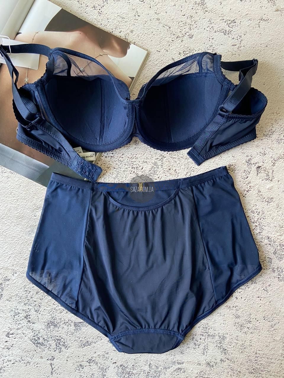Синее женское нижнее белье комплект трусики и бюстгальтер Lanny Mode 80Е
