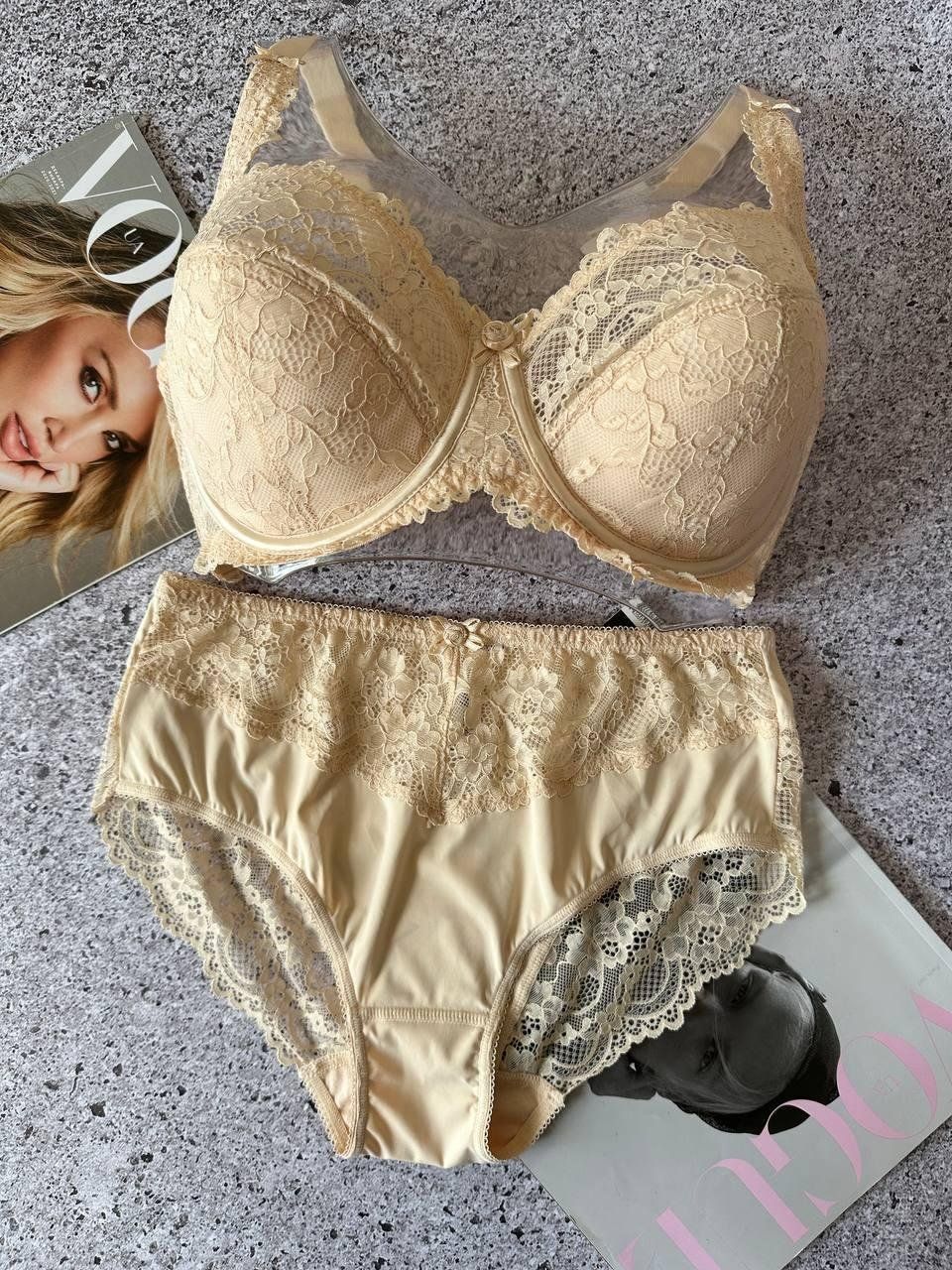 Бежевое женское белье комплект Lanny Mode 90D
